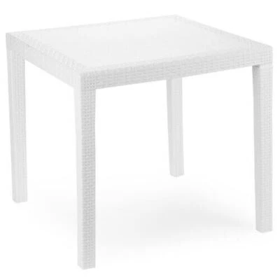 URBNLIVING Weißer quadratischer Kunststoff Garten Esstisch wetterfest Innen Außen Terrasse