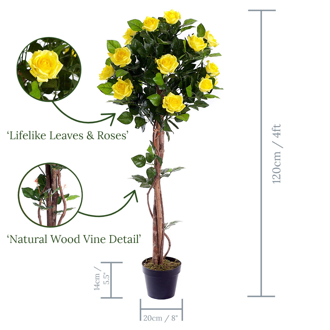 Best Artificiale 1,2 m 120 cm Rose Flower Tree giardino giardino veranda ufficio pianta (rosa