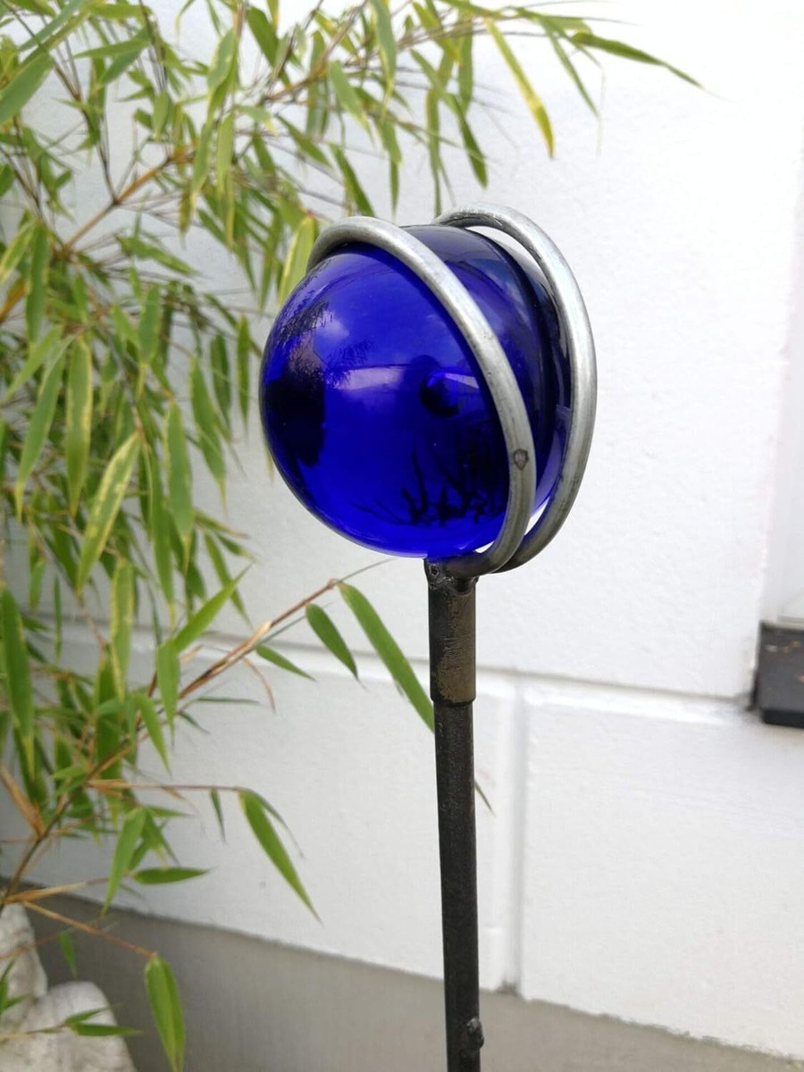 Gartenstecker Aus Edelrost Mit Glaskugel – Dekostecker Ca. 100 Cm Hoch, Rostoptik