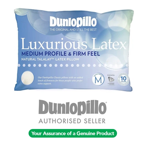 DUNLOPILLO Luxurious Natural Talalay Latex Medium Profile Firm Feel Pillow NEW  - Picture 1 of 5