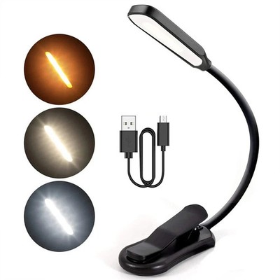 Flexible Rechargeable LED Book Light With 3 Light Modes Easy Clip Reading Lamp