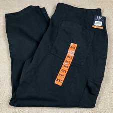 GAP Mid Rise Twill Cargo Pants Womens Elastic Waist 2XL Black New W/Tags