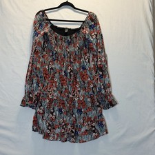 Ditsy Floral Boho Mini Dress Women's Large SHEIN With Smocked Bodice Stretchy
