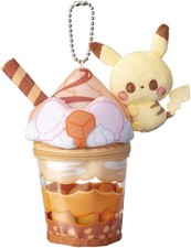 Pokemon Pokepeace Pikachu Caramel Parfait Plush Charm Ball Chain 16cm NEW Japan