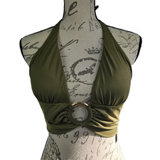Carmen Marc Valvo Womens Medium Olive Green Bikini Top NWT