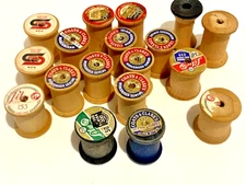 Vintage Antique Wooden Sewing Thread Spools Various Sizes Very Collectible
