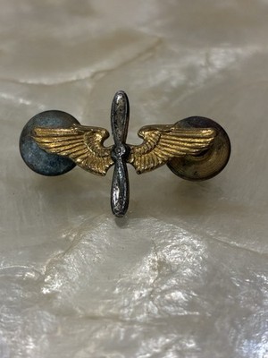 WWII USAAF Officer Prop & Wings Collar Insignia - Don Landis NASA Archive - EXC