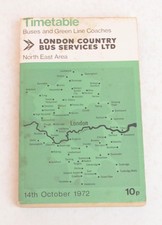 Bus Coach Timetable London Country North East Area 14th October 1972