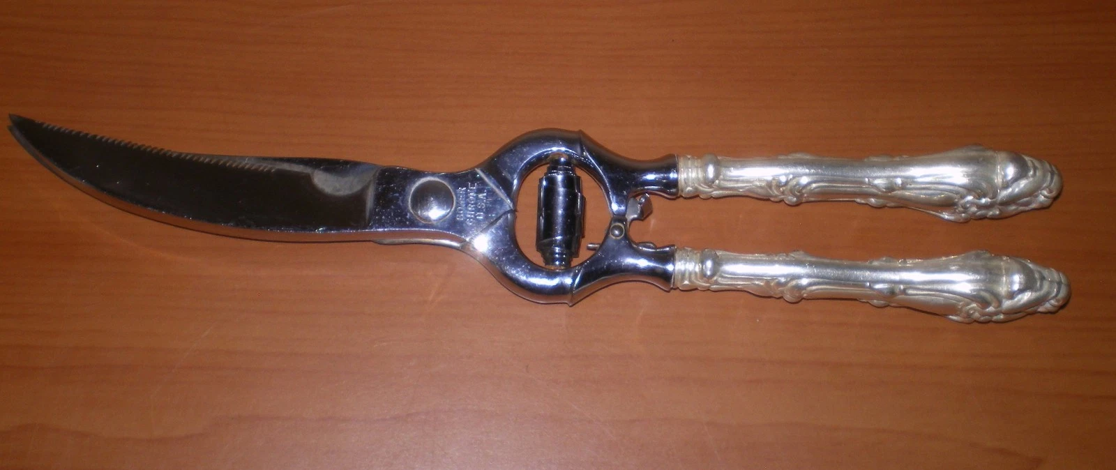 Vintage BOKER Cutlery POULTRY Meat SHEARS Ornate Sterling Silver Handle 11.5" US