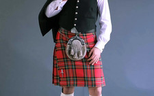 Scottish Royal Stewart 8 Yard Kilt for Men Traditional Highland Tartan Kilt