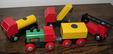 BRIO Wooden Railway Train and Trucks Lot Set USED