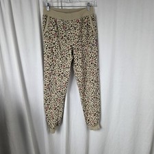 Champion Pants Girls 14 Beige Leopard Heart Fleece Joggers Sweat Elastic Waist