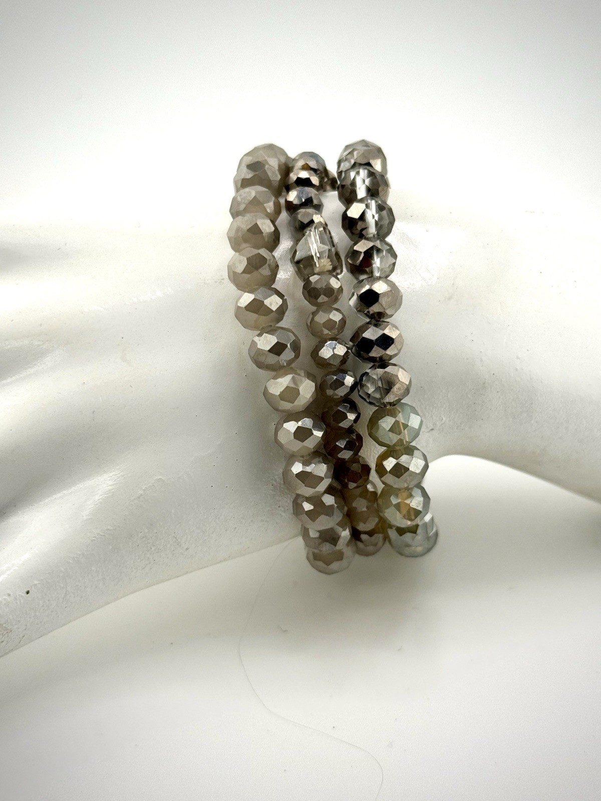 Faceted  crystal Gray  Stackable bracelets beauti… - image 2