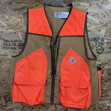 Vintage Carhartt Vest Hunting Game Pouch Blaze Orange VU250 XL Mint Union Made