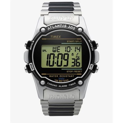 Timex Atlantis 100 TW2U31100 Silver Digital Watch Mens Stainless Steel Band