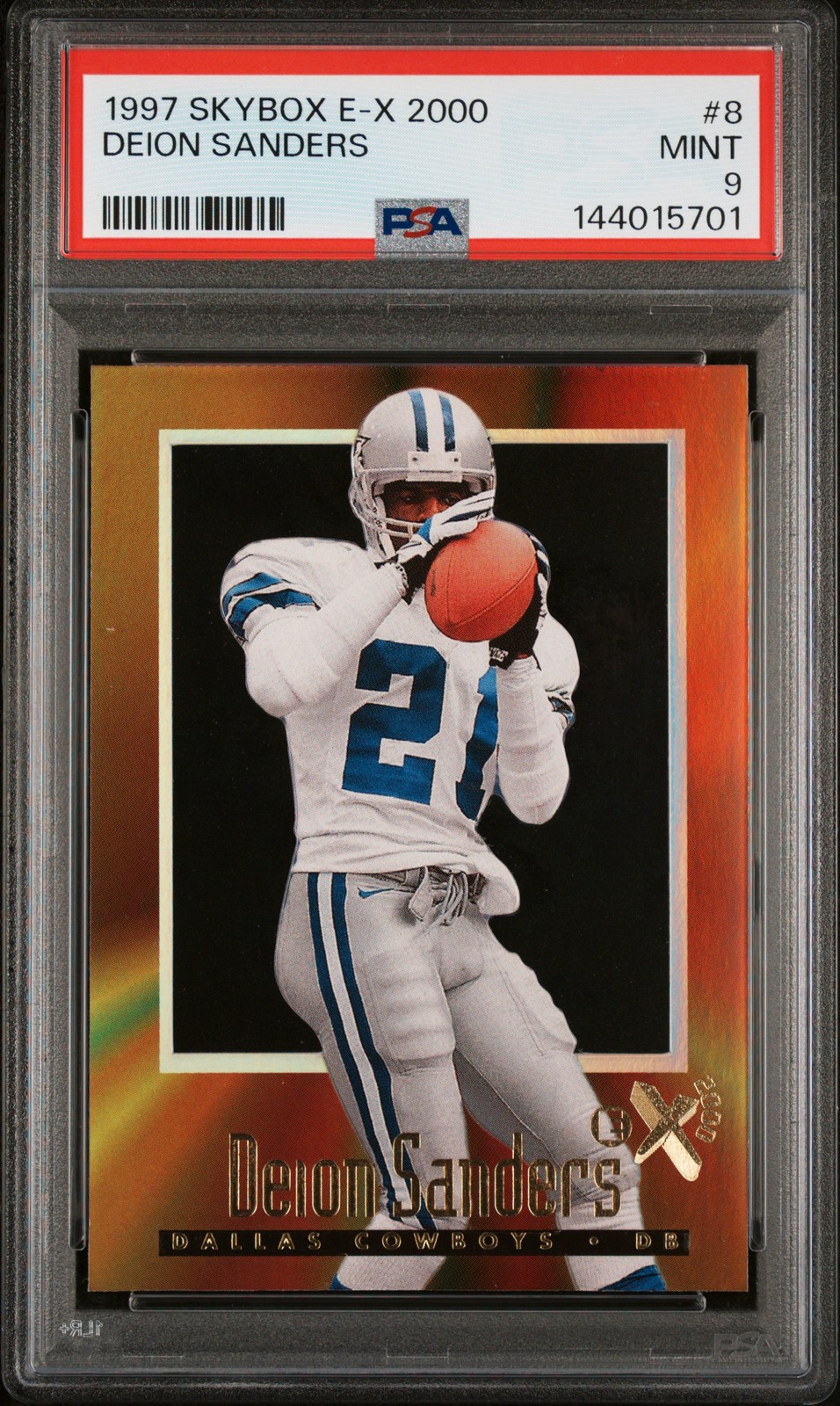 1997 SKYBOX E-X 2000 #8 DEION SANDERS PSA 9