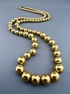 Vintage Napier Necklace Graduated Ball Beaded Gold Tone Signed 24 