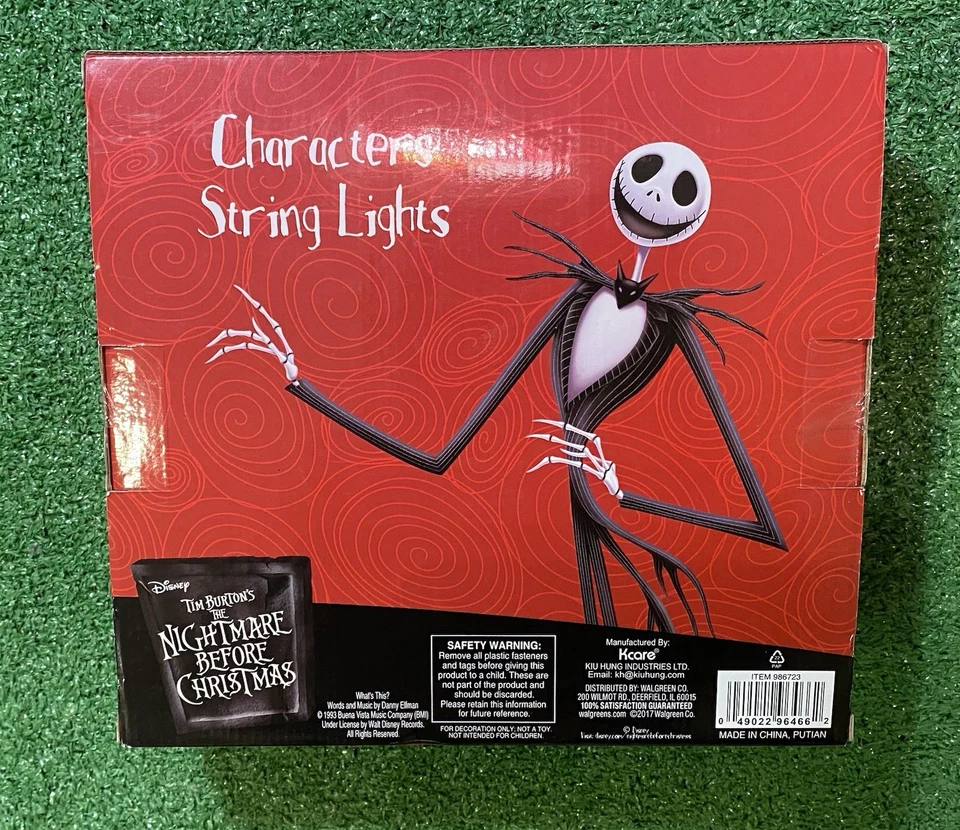 The Nightmare Before Christmas String Lights Santa Jack Skellington LED New - Image 2 of 4