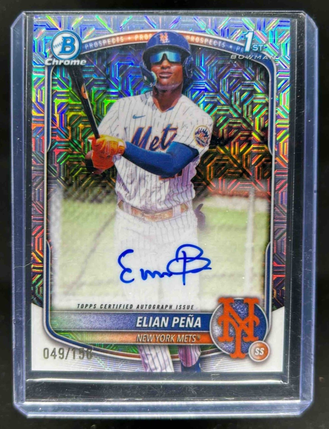 2025 Bowman Chrome Elian Pena Auto HTA Choice Refractor 1st Prospect #49/150
