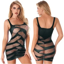 Women's Nightwear Oil Glossy Dress Strappy Clubwear Sleeveless Sleepsuit Sheer
