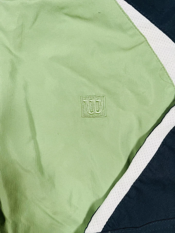 Wilson 夹克男式 2XL 绿色海军蓝全拉链田径风衣运动衬里 — 第 4/4 张图片