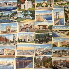 40 Vintage Linen Postcards 1930s–1950s Mixed U.S. Views Bulk Lot
