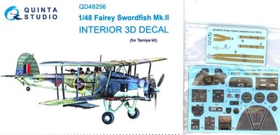 Quinta Studios 1/48 FAIREY SWORDFISH Mk.II 3D DECAL COLORED INTERIOR SET Tamiya