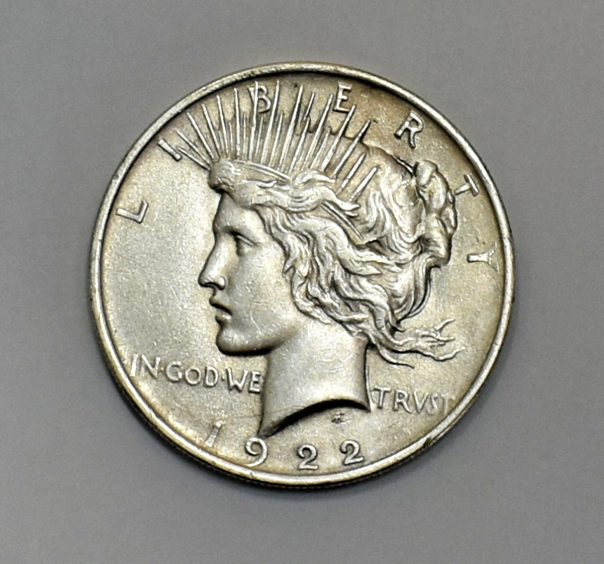1922 Silver Peace Dollar MS Die Break Die Cracks, Cuds Fi Doubling