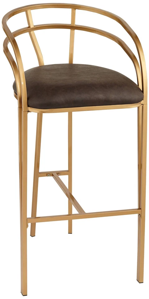 Tanner Gold Bar Stool 30" High Modern Brown Cushion for Kitchen Counter Island - Image 2 of 4