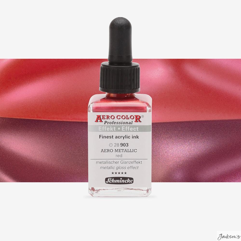 Schmincke Aero Color Acrylic Ink 28ml Metallic Red For Airbrush And Brush
