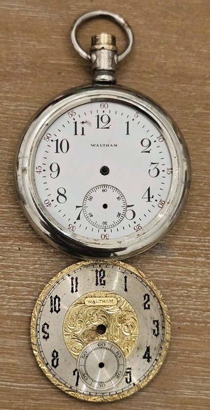 1908 WALTHAM Grade 210 7j Pocket Watch Movement, Case & Extra Dial For Repair