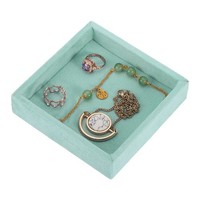 FüR Jewelry Organizer Tablett Stapelbar, Schmuckbox Samt Schublade, Petrol
