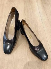 Ferragamo Bronze Gray Square Toe Spectator Leather Pumps Dress Shoes 8B