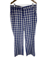 Vtg 70s Mens Plaid Disco Pants Fits 36x31 Tartan Flare Hippie Rockabilly Retro