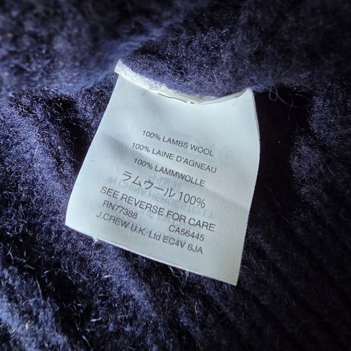 J Crew 100% Lambs Wool Sweater Sz M Navy Thick Cable Knit Crew Preppy Academia - Picture 9 of 11