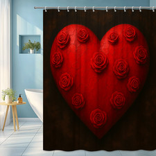Red Rose Heart Shower Curtain - Floral Home Decor