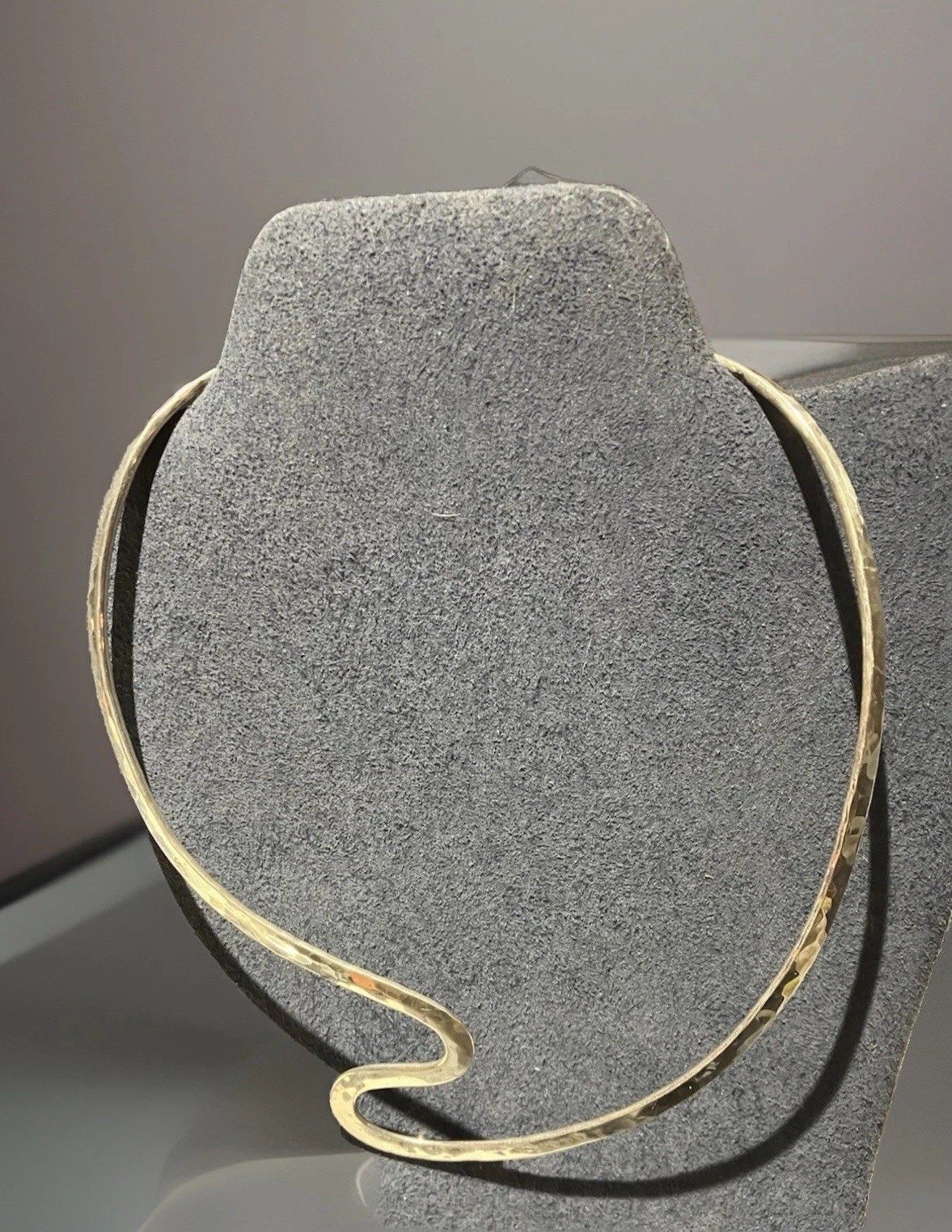 Solid Sterling Silver Hammered Abstract Neck Wire… - image 1