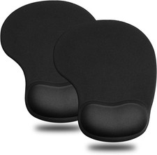 JIKIOU Mouse Pad, 2 Pack Ergonomic Pads with Comfortable Gel 01Black