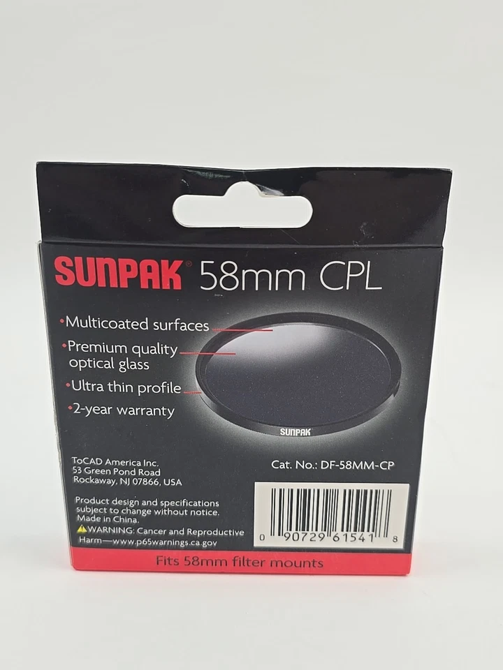 Sunpak - Circle 58mm Polarizer Lens Filter - Cracked - Image 2 of 4