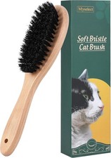 Boar Bristle Cat Brush with Wooden Handle, Soft and ntle,