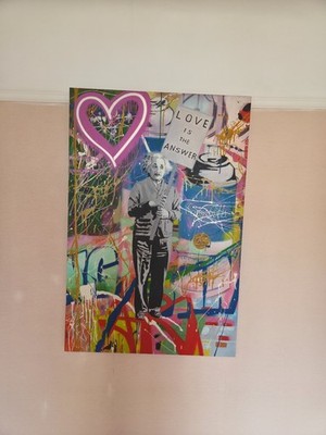 Albert Einstein Original Ölgemälde 119x79 Urban Pop Street Art Leinwand gerahmt