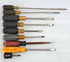 9 Pc Vintage 6 Bridgeport Cushion Grip Screwdriver Set & Mac Craftsman KR Tools