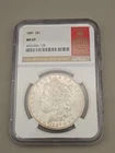 1887 Morgan Silver Dollar $1 NGC MS 63 - The Offical Red Book Label