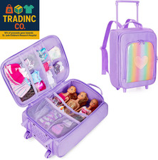 Travel Rolling Suitcase Compatible with Barbie Dolls 12-Inch Holds up to 6 Dolls