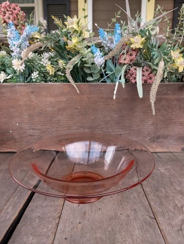 Vintage Pink Depression Glass 10" Console Bowl