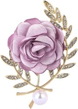 Rose Brooch for Women,Dainty Satin Fabric Flower Lapel Pins Vintage Elegant Pear