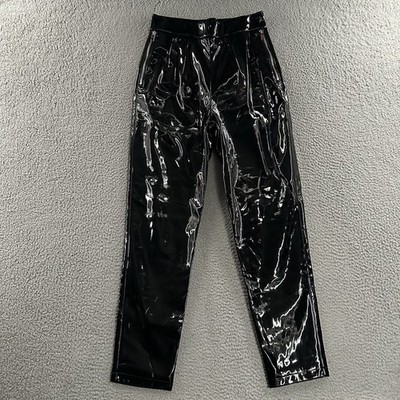 Vixen By Micheline Pitt Womens Pants Black Medium Miss Kitty Cigarette  Vinyl