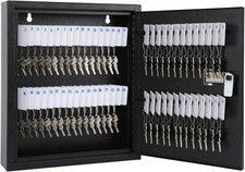 Key Box, Wall Mount 60 Key Cabinet, Combination Lock, Black Numbered Key