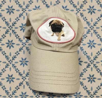 Vtg The Dog Pug Hat Khaki NYC Artsy Unique Twee Indie Boho Hippie Y2K Cali Alt