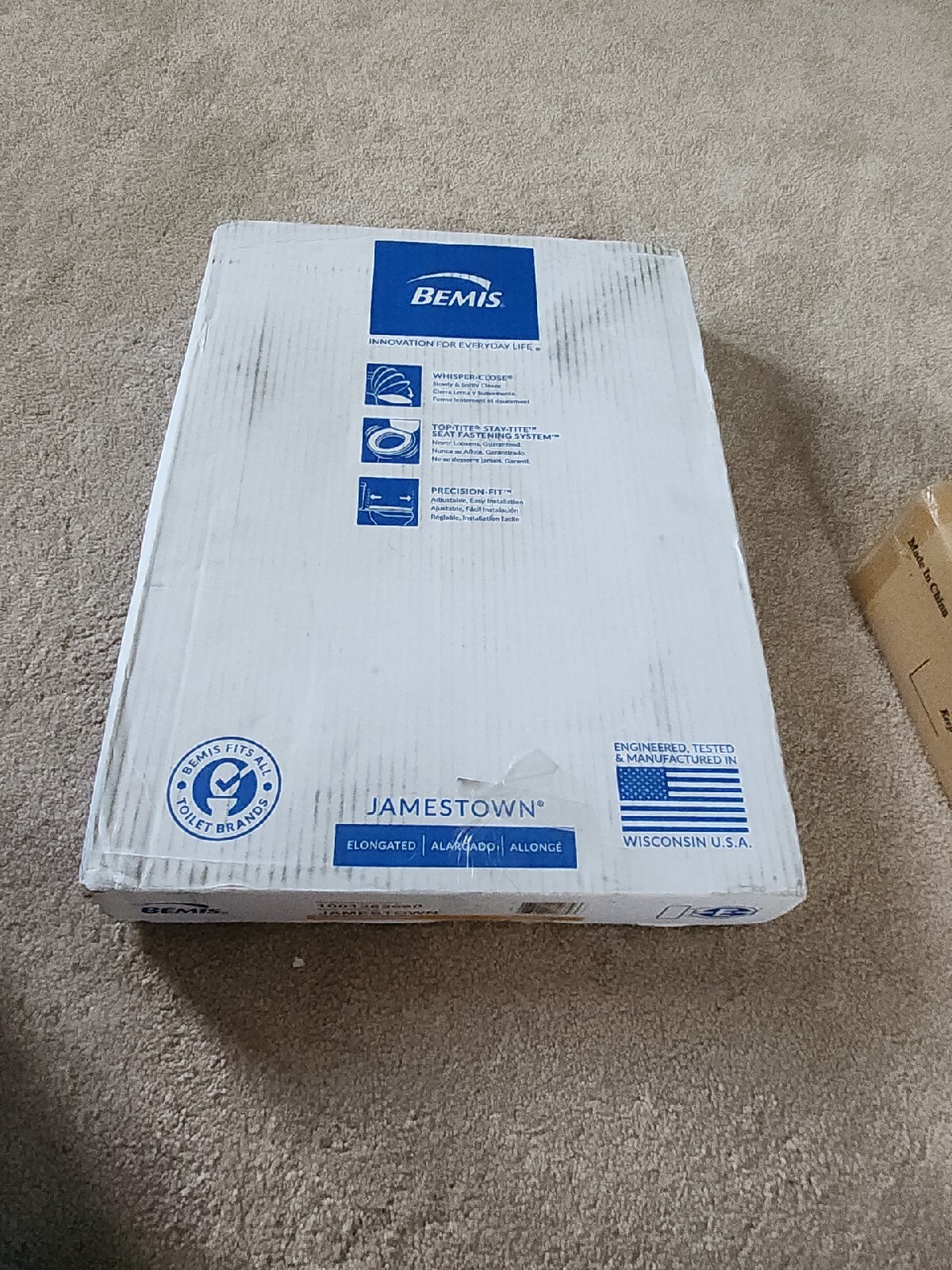BEMIS Toilet Seat Elongated w/ Adjustability and Slow Close Molded Wood White